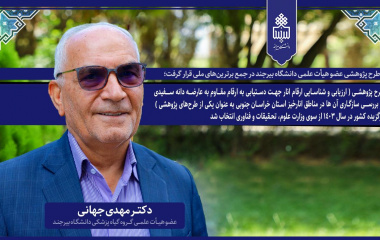 طرح پژوهشی عضو هیأت علمی دانشگاه بیرجند در جمع برترین‌های ملی قرار گرفت