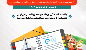 گزارش سه ماهه اول ۱۴۰۴ کارگاهای برگزار شده توسط برنامه، بودجه و تحول اداری دانشگاه بیرجند