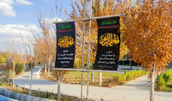 نصب پرچم و ریسه در محوطه پردیس دانشگاه بیرجند